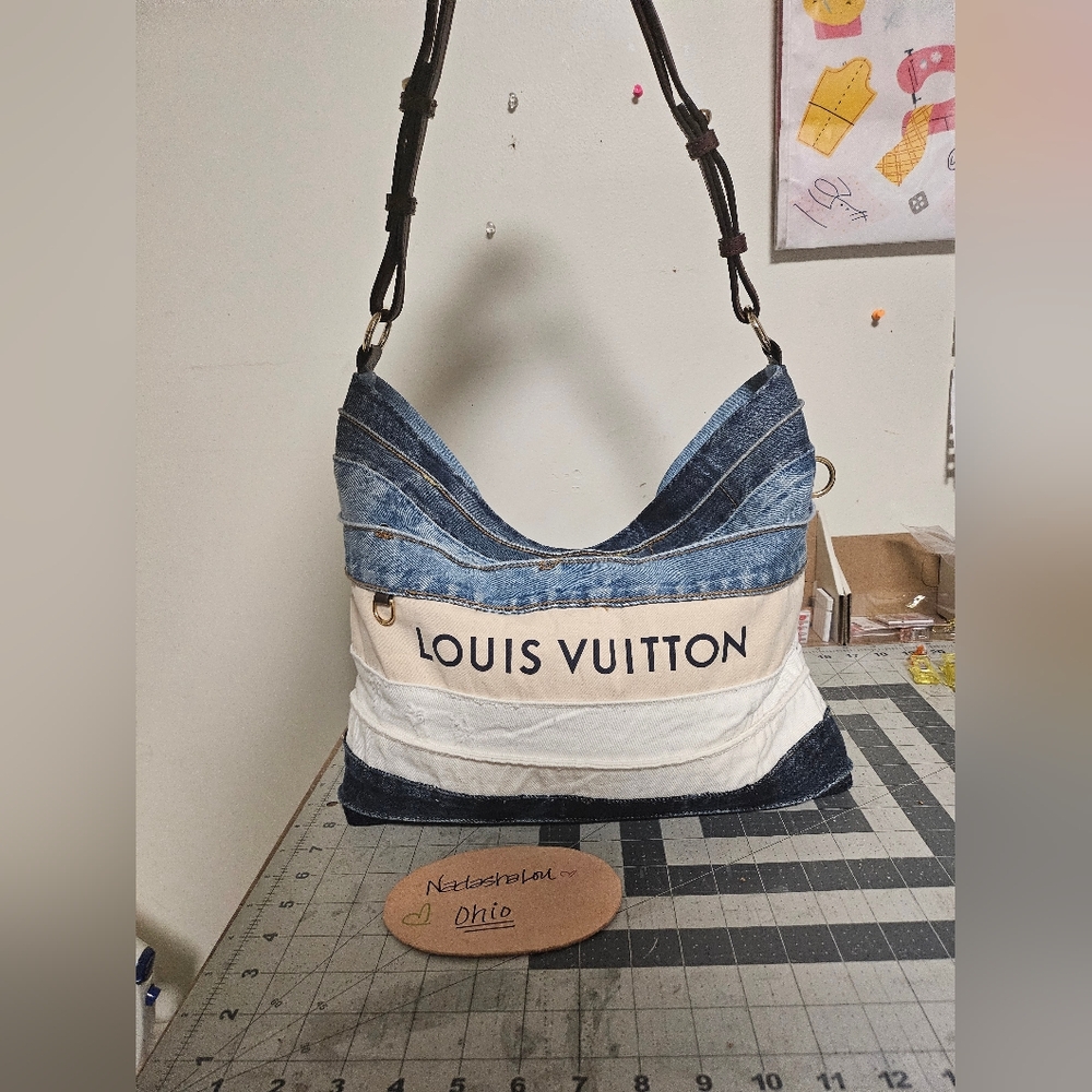 ❌️SOLD❌Repurposed Upcycled Shoulder Bag made with authentic Louis Vuitton canvas